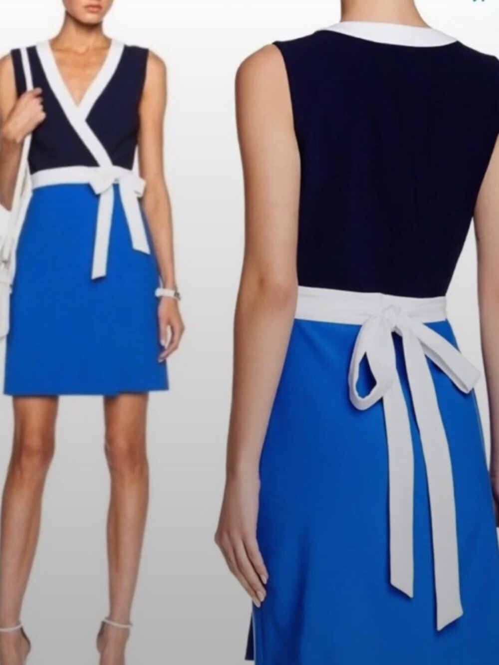 DVF Women's Gracie Dress Size 6 Wrap Knee Length Blue